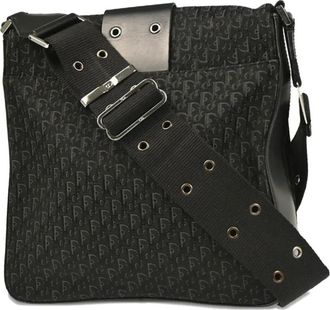 Dior Borsa a spalla Trotter Street Chic in pelle e tela 2004 - Nero