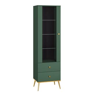 Petits Meubles Vitrina 1 puerta 2 cajones melamina verde
