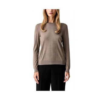 HUGO BOSS Ferpina Sweater - Dames - Ronde hals truien - Bruin - XL - Wol - Truien & Vesten