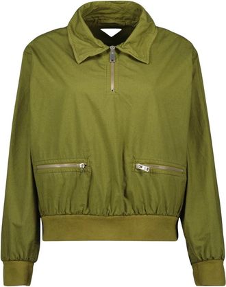 Prada Olijfgroene Poplin Jas - Dames - Zomerjassen - Groen - S - Jassen