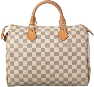 Louis Vuitton White Damier Azur Coated Canvas Speedy 30 (Authentic Pre-Loved)