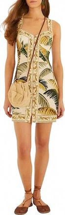 Farm Rio Tropical Palm Print Mini Dress In Trancoso Sand