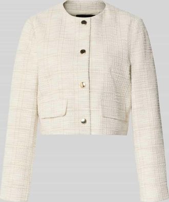 s.Oliver Black Label Boxy Fit Kurzblazer mit Baumwoll-Anteil in Offwhite, Gr&ouml;&szlig;e 34