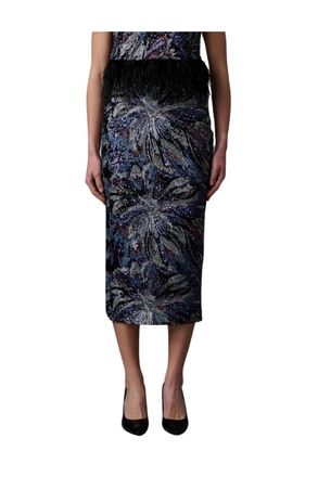 Le Superbe Womens Floral Skirt In Midnight Abstract