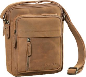 STILORD Ivano Small Leather Crossbody Bag for Men - Compact Messenger Bag with Adjustable Shoulder Strap Genuine Leather Shoulder Bags for 10.9-Inch Devices C