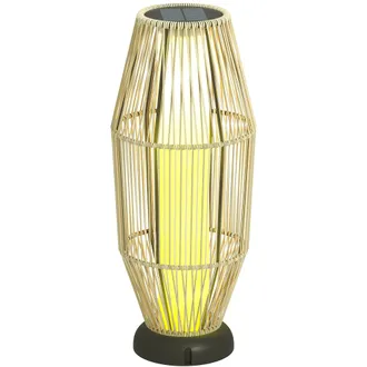 OUTSUNNY 72 cm Rattan Solar Floor Lamp - Auto On/Off LED Garden Light - Grey | TJ Hughes