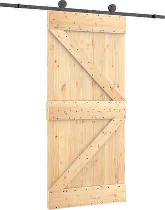 vidaXL Puerta Corredera 95 X 210 Cm Natural Y Negro Vidaxl