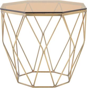 Premier Housewares Interiors by Premier Stunning End Table With Brushed Bronze Base, Versatile Sitting Room Side Table, Practical Lounge Room Table