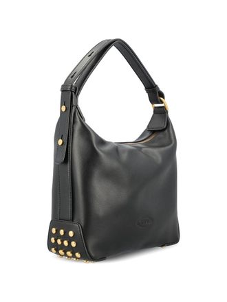 Tod's Studded Leather Shoulder Bag - Black