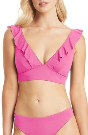 Sea Level Australia Frill Bikini Top in Hot Pink at Nordstrom Rack, Size 12