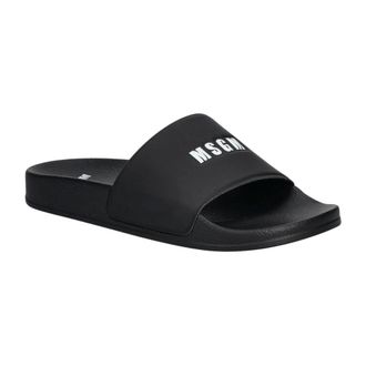 Msgm Msgm, Schoenen, Dames, Zwart, 36 EU, Logo-embossed Slides