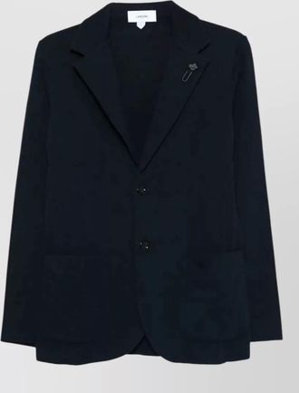 Lardini mens knit blazer flower brooch