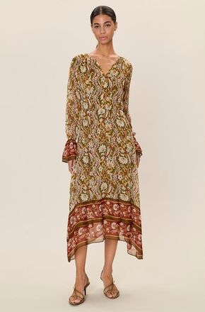 Rebecca Taylor Isha Long Sleeve Dress in Pesto Combo at Nordstrom, Size X-Small