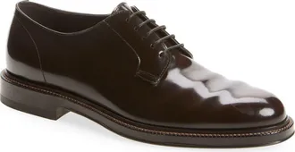Brunello Cucinelli Polished Leather Derby in C9837 Dark Brown at Nordstrom, Size 42