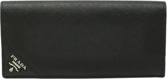 Prada Black Nero Leather Long Wallet (Bi-Fold) (Pre-Owned)