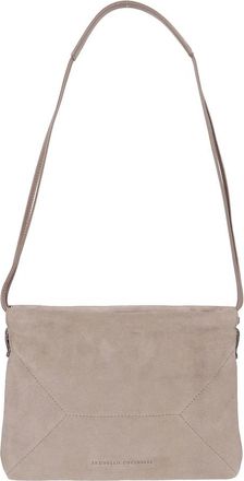 Brunello Cucinelli BC Duo Pouch Bag - Dames - Schoudertassen - Grijs - ONE Size - Leer - Tassen