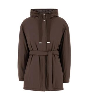 Herno Winter Jackets, female, Brown, Size: L Stylish Hooded Coat with Belt