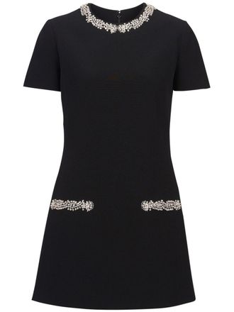 Balmain embroidered shift dress - women - Viscose - 40 - Black