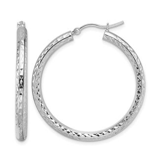 Diamond2Deal 10k Gold Diamond-cut 3mm Round Tube Hoop Earrings