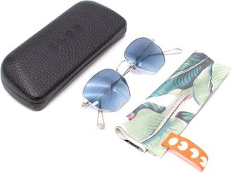 Garrett Leight Liberty Silver & Blue Gradient Octagonal Sunglasses