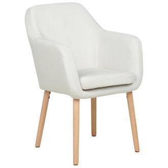 Beliani Beliani - Silla De Comedor Cl&aacute;sica Tapizada En Terciopelo Blanco Con Reposabrazos Patas De Madera Yorkville Ii