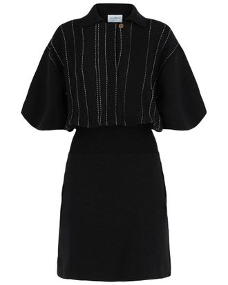 Ferragamo Contrast Stitch Knit Wool Dress