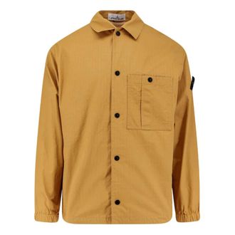Stone Island Double-coated Cotton Ripstop Overshirt - Heren - Zomerjassen - Geel - L - Katoen - Jassen