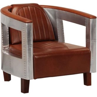 vidaXL Vidaxl - Sillon De Aviador De Cuero Aut&eacute;ntico Marr&oacute;n