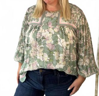 Bl^nk London Tiara Top - Plus In Mint Flower