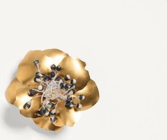 Valentino Garavani Spilla Fleur Lumineuse In Metallo E Tessuto Donna ANTIQUE BRASS UNI