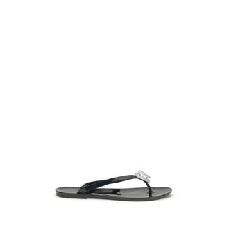 Mach & Mach Zwarte Rubber Platte Sandalen
