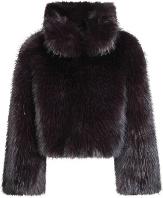 Pinko Gravina High Collar Voluminous Cropped Fur Jacket