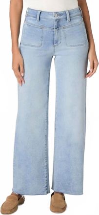 Paige Anessa 31 Front Yoke Stitch Through Pockets Raw Hem Jeans In La Belle