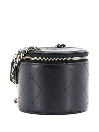 Chanel CC Round Vanity Case with Chain Quilted Lambskin Mini clutch bag - Black