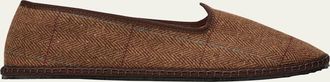 Vibi Venezia Furlana Herringbone Wool-Blend Slippers