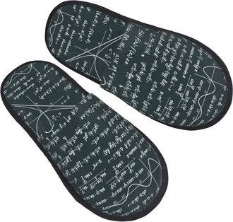 Generic Hotel Slippers Handwritten Math Formulas Lightweight Fluffy Slippers Portable Anti-Slide Slipper For Winter Ladies Travel M