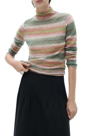 Mango Mock Neck Stripe Sweater in Pink at Nordstrom Rack, Size Large