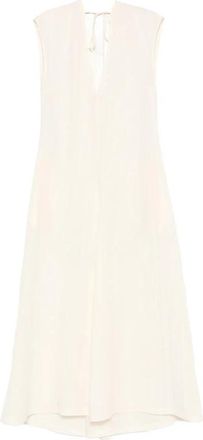 Covert V-Neck Maxi-jurk met Strik op de Rug - Dames - Maxi kleedjes - Wit - M - Kleedjes