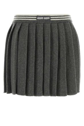 【関税&送料込】Miu Miu Skirts Grey 8052218071367_MIUMIUWPRE-Front