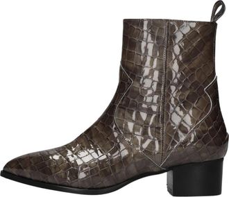 Notre-V 63231 Enkellaarsjes - Dames - Cowboylaarzen - Bruin - 38 EU - Leer - Schoenen