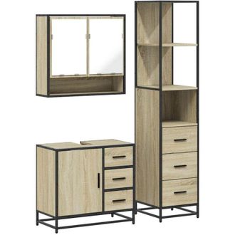 vidaXL Vidaxl - 3 Piece Bathroom Furniture Set Sonoma Oak Engineered Wood