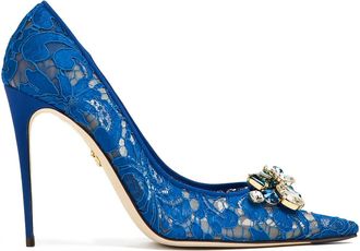 Dolce & Gabbana 105 mm Rainbow pumps verfraaid met kristallen en kant - Blauw
