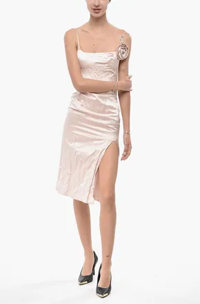 Blumarine Satin Sheath Dress ROSE with Crinkled Effect Blumarine