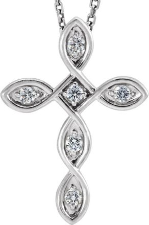 Pompeii3 Diamond Cross Pendant 14k White Gold EX3 Lab Grown