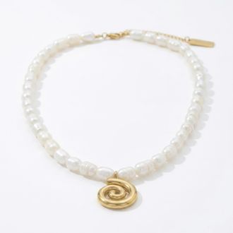 Pompeii3 Athena 18 Pearl 18k Yellow Gold Plated Pendant Necklace