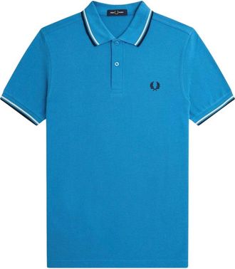 Fred Perry Herenpoloshirt met dubbele kraag (Wit/zwart/blauw)