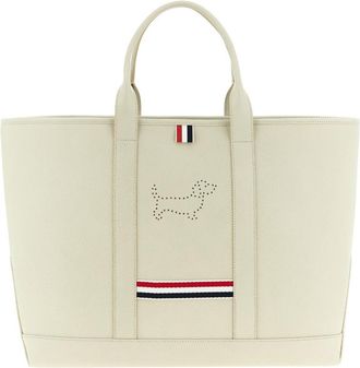 Thom Browne Borsa Porta Attrezzi Media Con Hector Traforato In Pelle Granulata-Donna