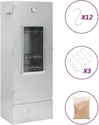 vidaXL Vidaxl - Horno Ahumador Astillas Madera Acero Galvanizado 44,5x29x110 Cm