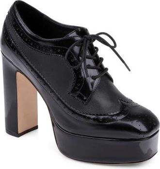 L'agence Tania Platform Pump in Black Leather at Nordstrom, Size 8.5