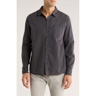 Roark Made to Fade Solid Cotton & Lyocell Button-Up Shirt in Washed Cha at Nordstrom Rack, Size Large
